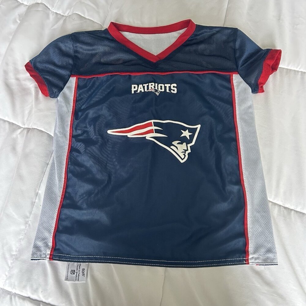 New England Patriots Youth Flag Football Jersey Youth Medium M Blue Short Sleeve